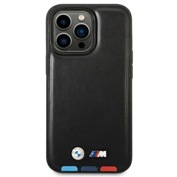 Etui BMW Leather Stamp Tricolor MagSafe na iPhone 14 Pro Max - czarne