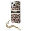 Etui Guess Gold Chain na iPhone 13 mini - brązowe cętki