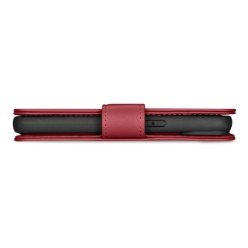 iCarer Wallet Case 2in1 etui iPhone 14 Plus skórzany pokrowiec z klapką Anti-RFID czerwony (WMI14220727-RD)