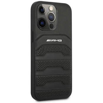 Etui AMG Leather Debossed Lines na iPhone 14 Pro Max - czarne