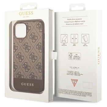 Etui Guess 4G Stripe Collection na iPhone 14 Plus - brązowe
