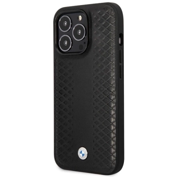 Etui BMW Leather Diamond Pattern MagSafe na iPhone 14 Pro - czarne