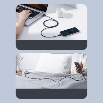 Baseus Crystal Shine Series kabel przewód USB do szybkiego ładowania i transferu danych USB Typ A - Lightning 2,4A 2m czarny (CAJY000101)