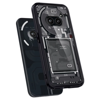 Etui Spigen Ultra Hybrid na Nothing Phone 2A - ciemnoszare (wzór Zero One)