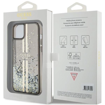 Etui Guess Liquid Glitter Gold Stripes na iPhone 15 / 14 / 13 - czarne