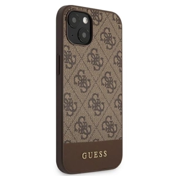 Etui Guess 4G Stripe Collection na iPhone 13 mini - brązowe