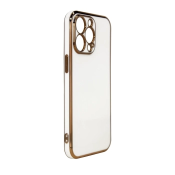 Lighting Color Case etui do iPhone 12 Pro Max żelowy pokrowiec ze złotą ramką biały