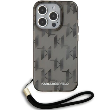 Etui Karl Lagerfeld IML Mono KL Pattern & Cord na iPhone 15 Pro - czarne
