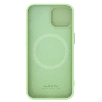 Silikonowe etui Nillkin CamShield Silky Silicone Case do iPhone 15 z osłoną na aparat - miętowe
