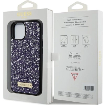 Etui Guess Rhinestone Metal Logo na iPhone 15 - różowe