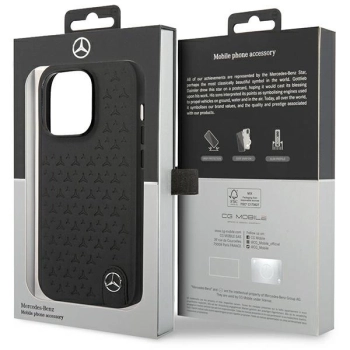 Etui Mercedes Leather Stars Pattern na iPhone 14 Pro - czarne