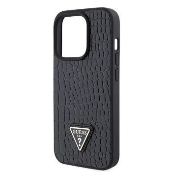 Etui Guess Croco Triangle Metal Logo do iPhone 15 Pro - czarne