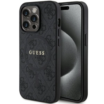 Etui Guess 4G Collection Leather Metal Logo MagSafe na iPhone 14 Pro Max - czarne