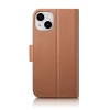 iCarer Wallet Case 2in1 etui iPhone 14 Plus skórzany pokrowiec z klapką Anti-RFID brązowy (WMI14220727-BN)