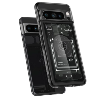 Etui Spigen Ultra Hybrid na Google Pixel 8 Pro - ciemnoszare (wzór Zero One)