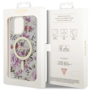 Etui Guess Flower MagSafe na iPhone 14 Pro Max - przezroczyste