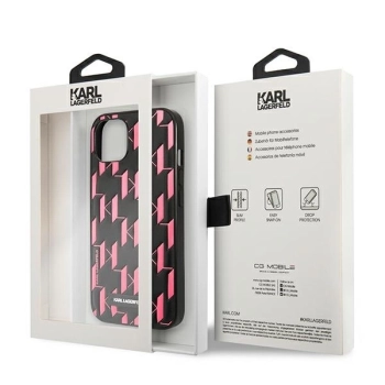 Etui Karl Lagerfeld Monogram Plaque na iPhone 13 mini - różowe