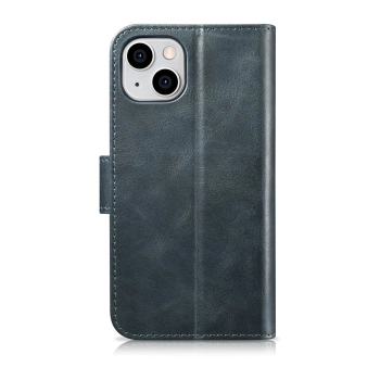 iCarer Oil Wax Wallet Case 2in1 etui iPhone 14 skórzany pokrowiec z klapką Anti-RFID niebieski (WMI14220721-BU)