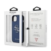 Etui Guess Saffiano 4G Metal Logo na iPhone 13 mini - niebieskie