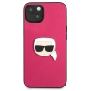 Etui Karl Lagerfeld Leather Ikonik Karl's Head Metal na iPhone 13 mini - różowe
