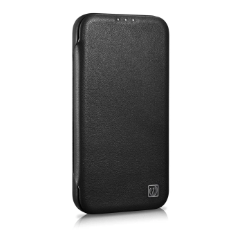 iCarer CE Premium Leather Folio Case skórzane etui iPhone 14 z klapką magnetyczne MagSafe czarny (WMI14220713-BK)