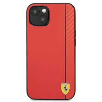 Etui Ferrari On Track Carbon Stripe na iPhone 13 - czerwone