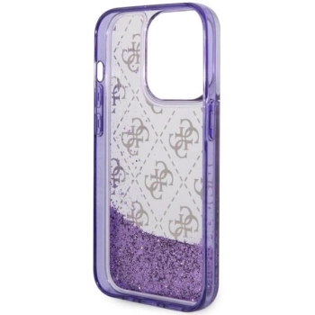 Etui Guess Liquid Glitter 4G Transculent na iPhone 14 Pro - purpurowe