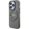 Etui Guess IML Flowers Wreath MagSafe na iPhone 15 Pro - czarne