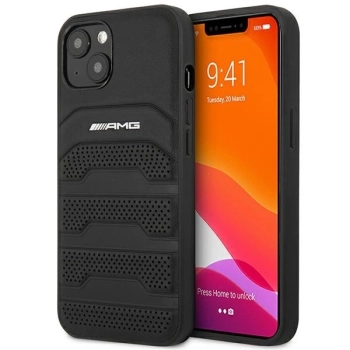 Etui AMG Leather Debossed Lines na iPhone 14 - czarne