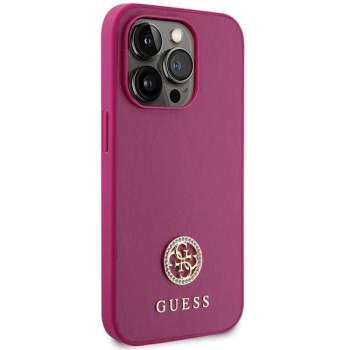 Etui Guess Strass Metal Logo do iPhone 15 Pro Max - różowe