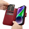iCarer Wallet Case 2in1 etui iPhone 14 Plus skórzany pokrowiec z klapką Anti-RFID czerwony (WMI14220727-RD)