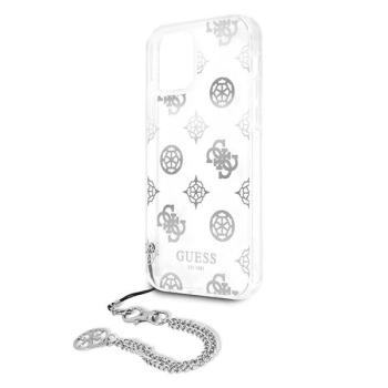 Etui Guess Peony Chain Collection na iPhone 12 Pro Max - srebrne