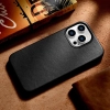iCarer Case Leather pokrowiec etui z naturalnej skóry do iPhone 14 Pro Max czarny (WMI14220708-BK) (kompatybilne z MagSafe)