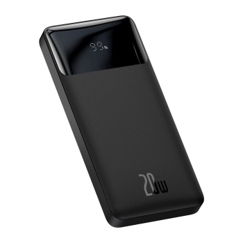 Baseus Bipow powerbank z szybkim ładowaniem 10000mAh 20W czarny (Overseas Edition) + kabel USB-A - Micro USB 0.25m czarny (PPBD050301)
