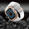 Protect Strap Band opaska z etui do Apple Watch 7 / 6 / 5 / 4 / 3 / 2 / SE (45 / 44 / 42mm) obudowa pancerny pokrowiec na zegarek przezroczysty / różo