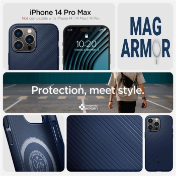 Etui Spigen Mag Armor na iPhone 14 Pro Max - niebieskie