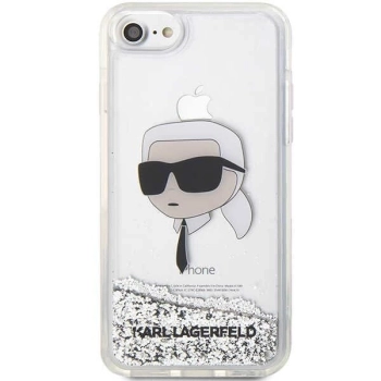 Etui Karl Lagerfeld Glitter Karl's Head na iPhone 7 / 8 / SE 2020 / SE 2022 - srebrne