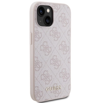Etui Guess 4G Metal Gold Logo na iPhone 15 Plus - różowe