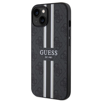 Etui Guess 4G Printed Stripes MagSafe na iPhone 15 / 14 / 13 - czarne