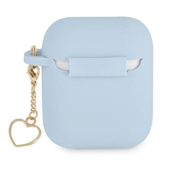Etui Guess Silicone Charm Heart Collection na AirPods 1/2 - niebieskie