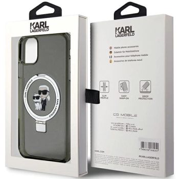 Etui Karl Lagerfeld Ring Stand Karl&Choupettte MagSafe na iPhone 11 / Xr - czarne