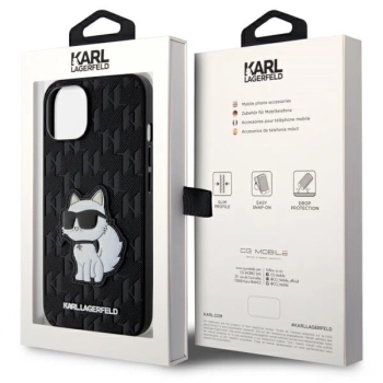 Etui Karl Lagerfeld Saffiano Monogram Choupette na iPhone 14 - czarne