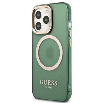 Etui Guess Gold Outline Translucent MagSafe na iPhone 13 Pro Max - zielone
