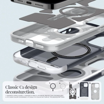 Etui Spigen Classic C1 Mag z MagSafe na iPhone 15 Pro - grafitowe