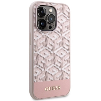 Etui Guess GCube Stripes MagSafe na iPhone 14 Pro - różowe