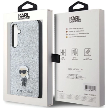 Etui Karl Lagerfeld Fixed Glitter Ikonik Logo Metal Pin na Samsung Galaxy A55 - srebrne