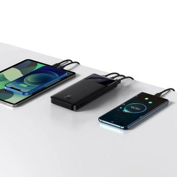 Baseus Bipow powerbank z wyświetlaczem 10000mAh 15W czarny (Overseas Edition) + kabel USB-A - Micro USB 0.25m czarny (PPBD050001)