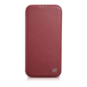 iCarer CE Premium Leather Folio Case skórzane etui iPhone 14 Plus z klapką magnetyczne MagSafe czerwony (WMI14220715-RD)