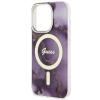 Etui Guess Golden Marble MagSafe na iPhone 14 Pro Max - purpurowe