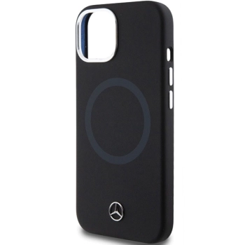 Etui Mercedes Silicone Bicolor MagSafe na iPhone 15 - czarne